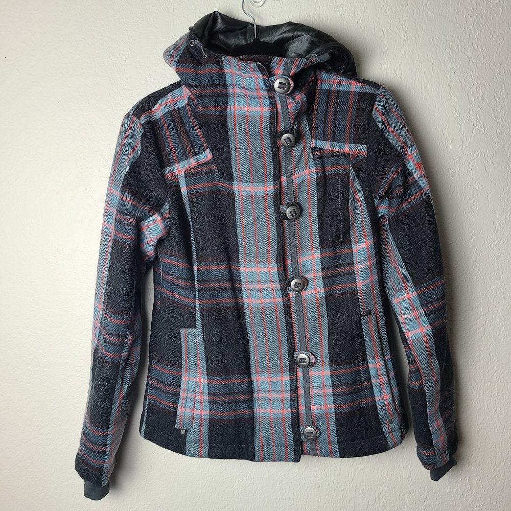 Columbia Black/Grey/Red Plaid Jacket Size XS